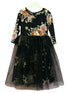 Petite Adele Girls Black Floral Print Bow Accent Overlaid Christmas Dress 2T-8 - SophiasStyle.com